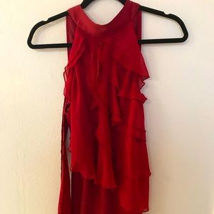 EXPRESS Medium Tie Neck Halter Top Tank Blouse Red Ruffles NEW condition